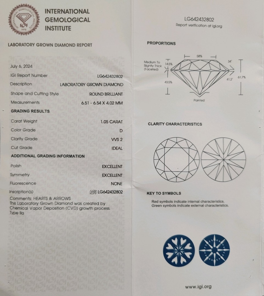 Laboratuvar Pırlantası (Lab Grown) 1.05 Karat - 4