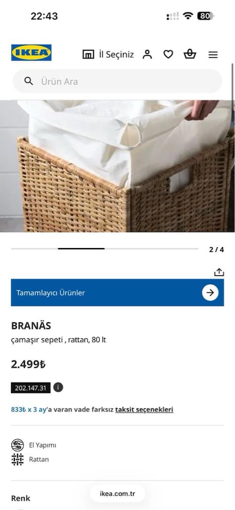 Ikea Çamaşır Sepeti ( Rattan) 80lt - 4
