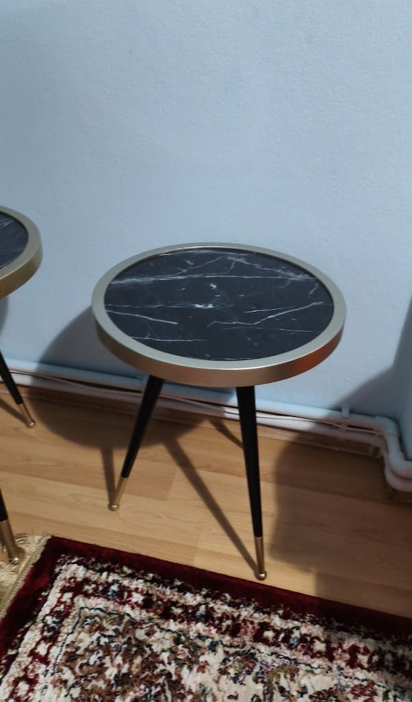 Mermer Desenli Üçlü Zigon Sehpa Seti - 3