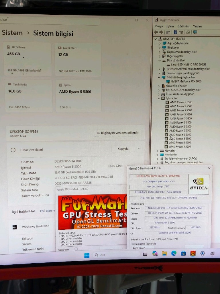 12GB RTX 3060 RYZEN 5500 16GB RAM 512 M2SSD 600W AKVARYUM KASA - 5