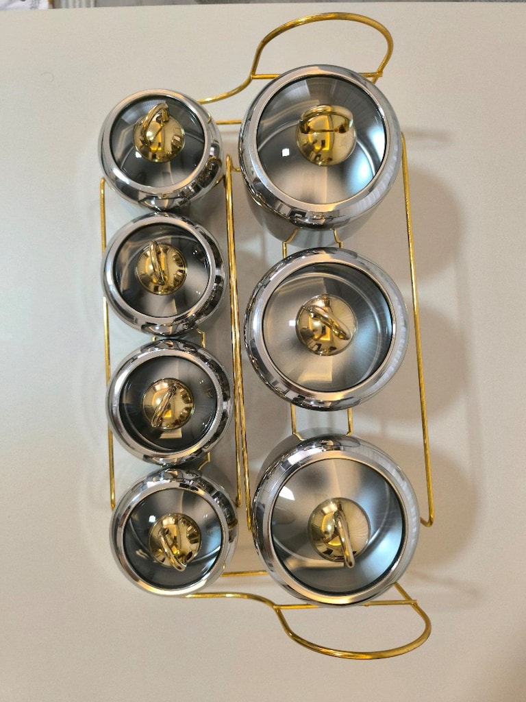 SILA Berfin Gold 15 Parça Çelik Kapak Gold Standlı Baharat Takımı - 2