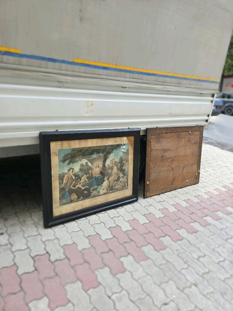 Ahşap Çerçeveli Fransızca Yazılı Hz. İsa Temalı Tablo - 4