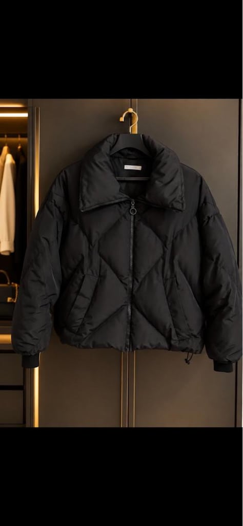 Bianco Lucci Siyah oversize baklava şişme Mont - 2