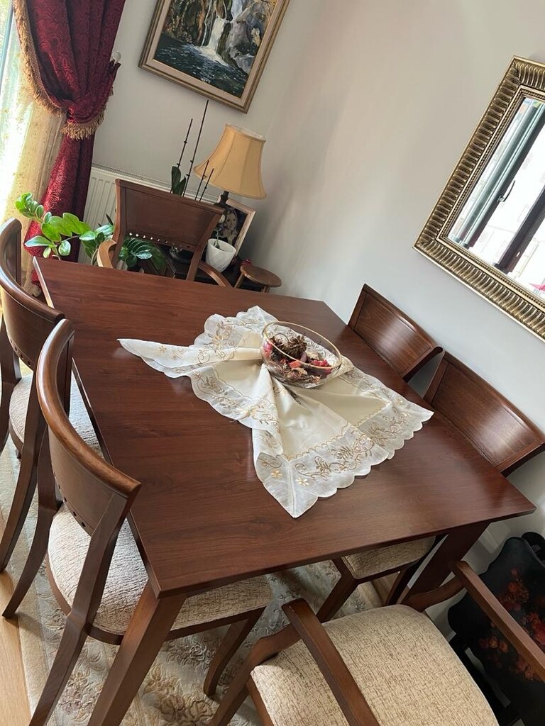Yemek Masası+6 sandalyesi, Konsol, Kitaplık - 6
