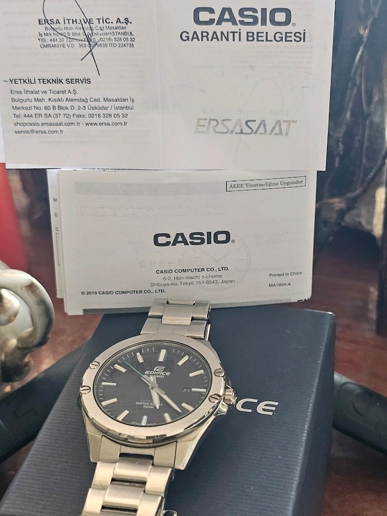 Casio EFR S107D-1 Avudf ince kasa modeli tertemiz kol saati - 2