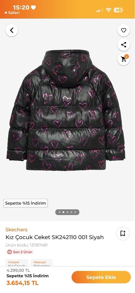 skechers kız çocuk mont