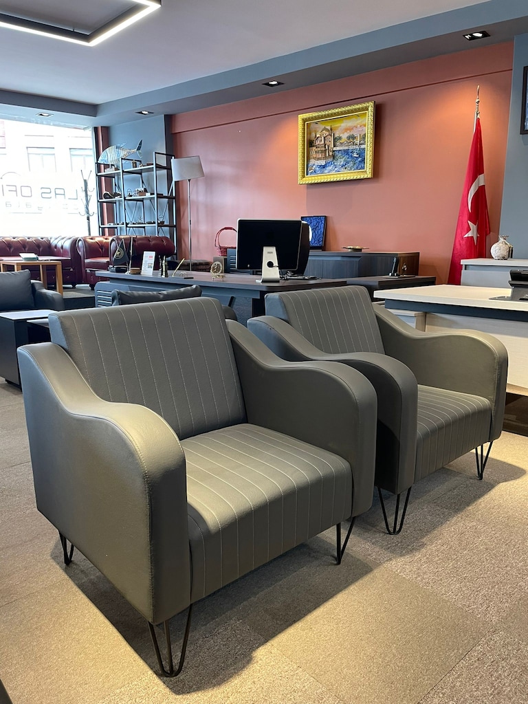 KLAS OFİS ÜSKÜDAR GRİ RENK WINLEX DERİ TEKLİ BEKLEME KOLTUĞU - 2