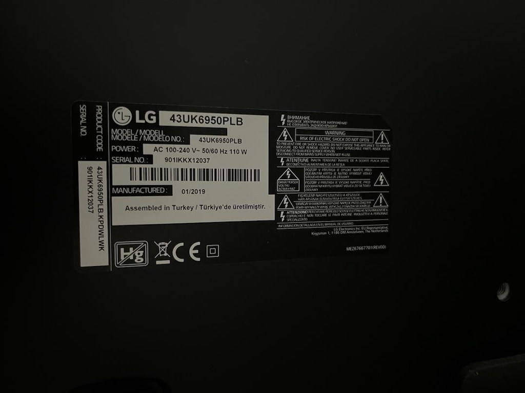 LG 43UK6950PLB 43’ 4K UHD SMART LED TV - 4