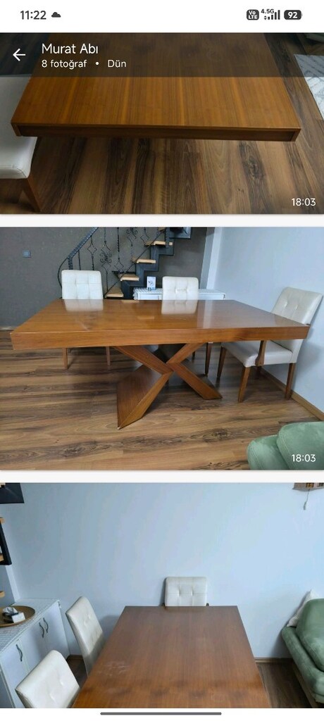 Masif yemek masası Açık 2.20×105 kapalı 1.80x105 - 3
