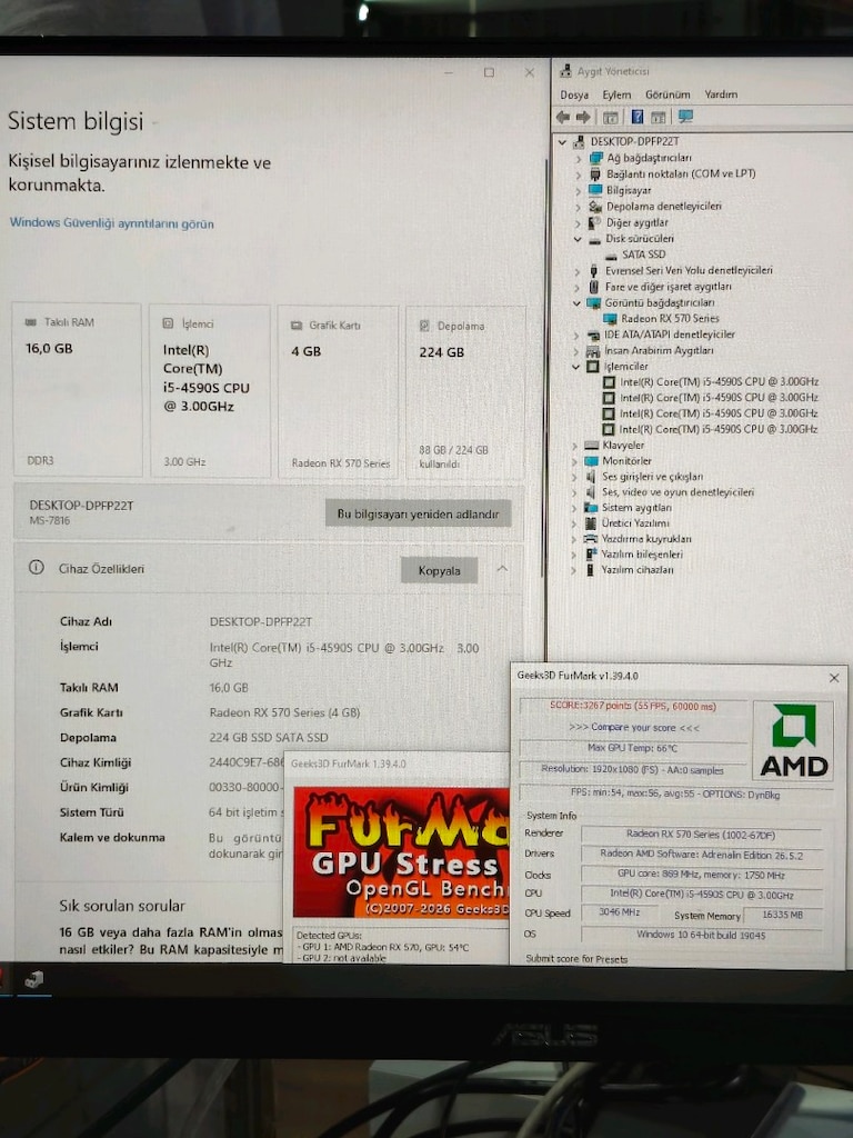 4GB RX 570 İ5 4590S 16GB RAM 240 SSD OYUNCU KASASI - 8