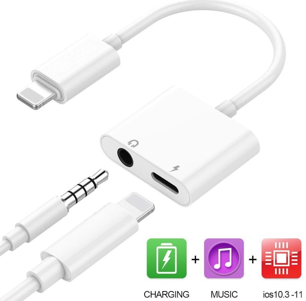 Iphone Lightning Kulaklık Şarj Çevirici Dönüştürücü Adaptör Aux Kablo - 3