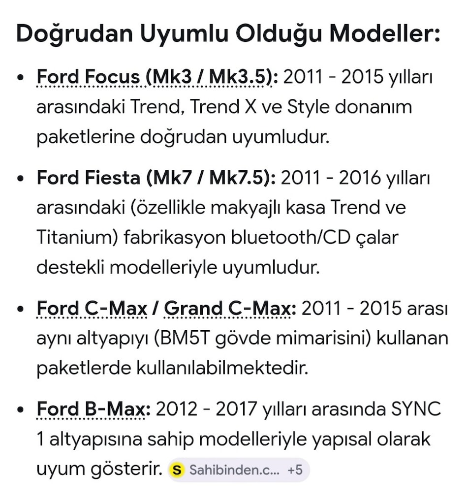 FORD FOKUS 3-3.5-C-MAX-B-MAX-FİESTA RADİO CD ÇALAR-BLUETOOTH BEYNİ - 6