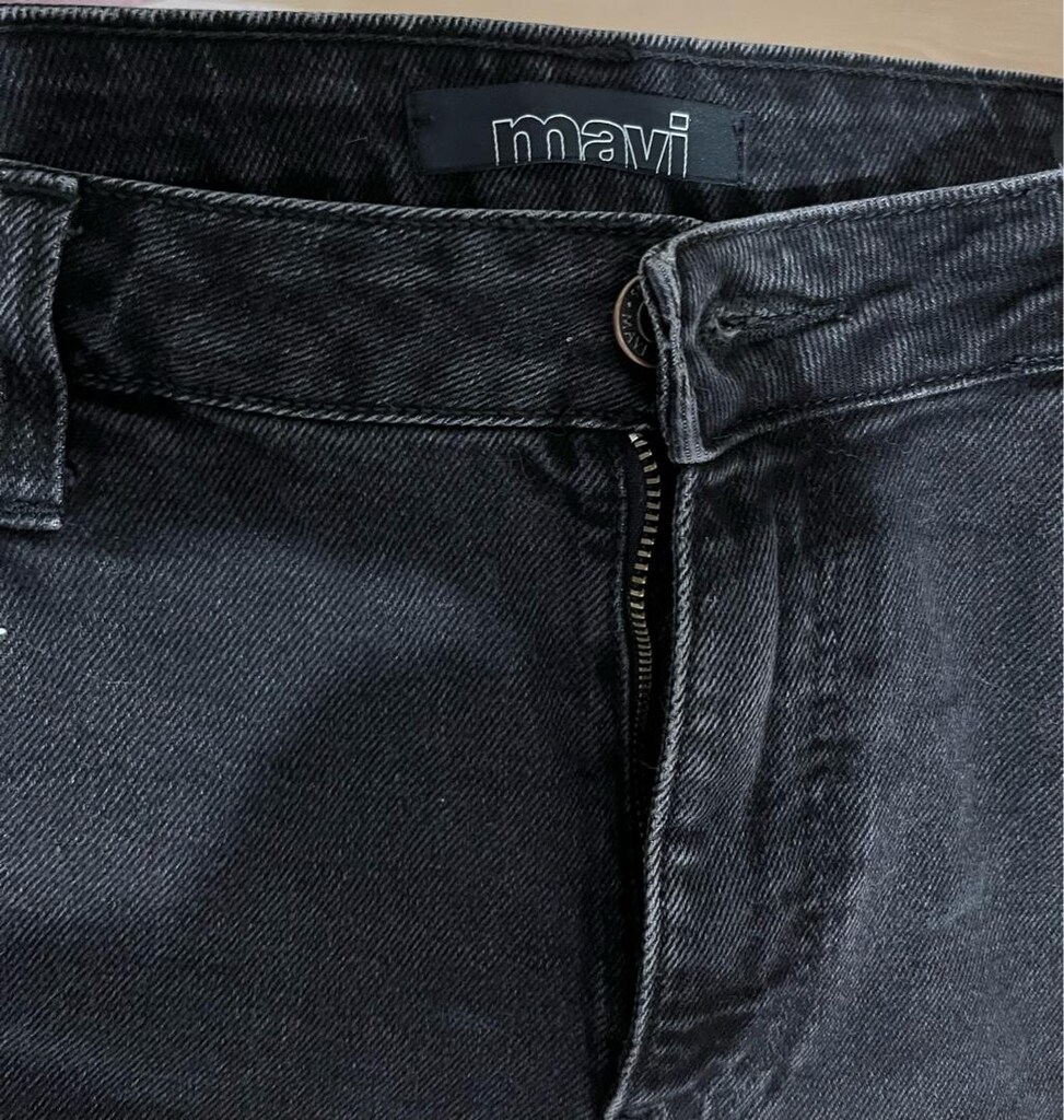 Mavi markalı Siyah kot Pantolon - 3