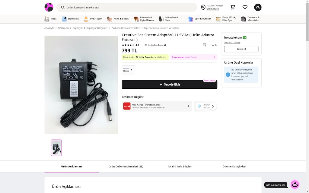 Orjinal Creative Ses Sistemi 11.5 Volt ~ 1600mA AC-AC Adaptör - 6