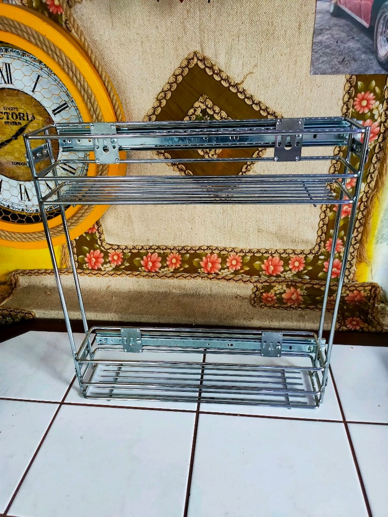 frenli/teleskopik raylı krom metal şişelik ve yağdanlık (veya dolap iç - 2
