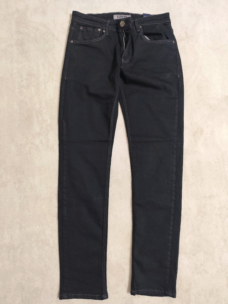 LUFIAN ERKEK SİYAH DAR KOT JEAN PANTOLON SM - 4
