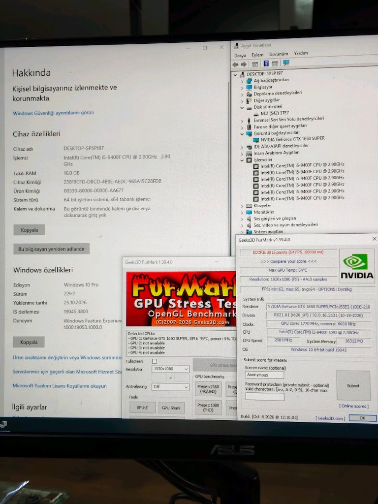 GTX 1650SUPER INTEL İ5 9400F 16GB RAM 512GB M2 SSD 550W OYUNCU KASASI - 8