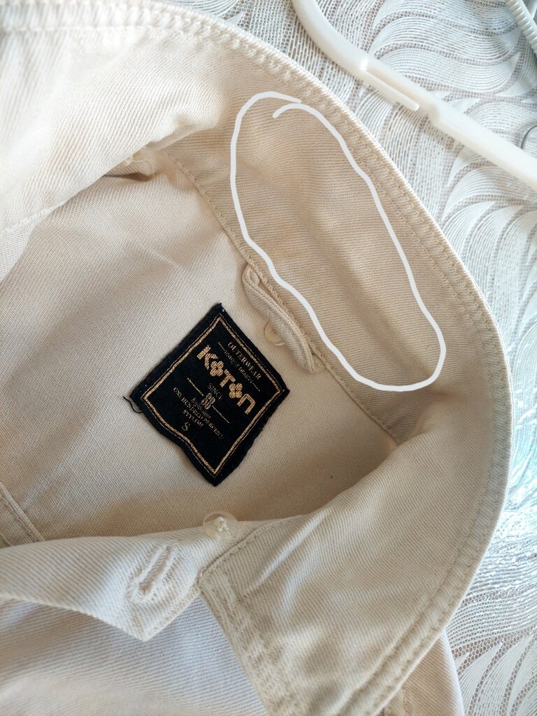 KOTON bej-krem rengi cepli Jean ceket - 4