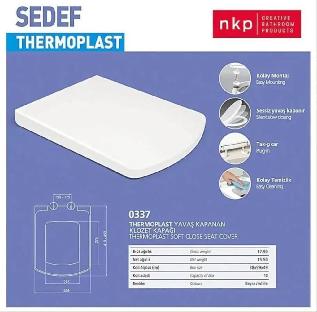 Nkp Sedef Thermoplast Yavaş Kapanan Klozet Kapağı