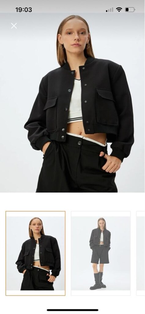 Koton Bomber Siyah Ceket Mont Crop