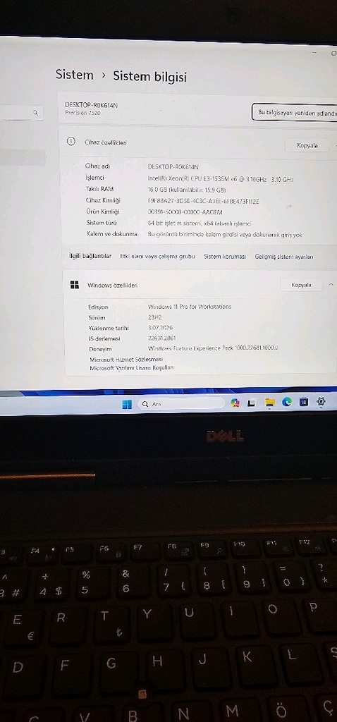 Dell precision 7520 (xeon işlemcili ve quadro ekran kartlı model) - 5