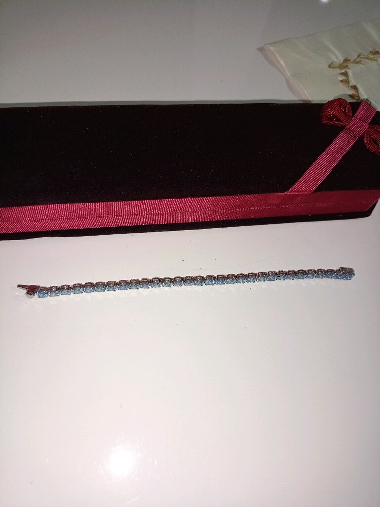 swarovski matrix tennis bileklik yuvarlak kesim mavi - 6