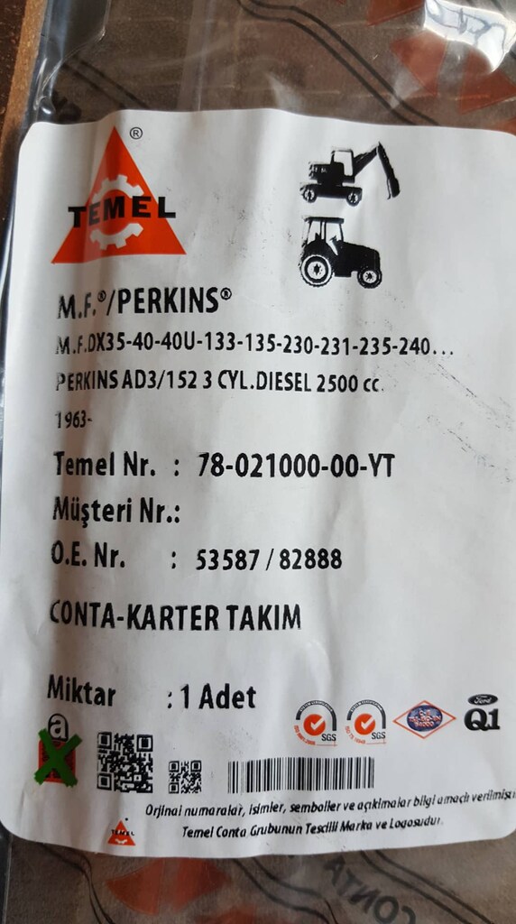 Massey Ferguson Karter Takım Conta - 7