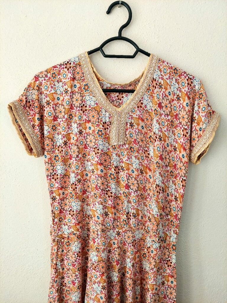 Çiçek desen dantel işleme yazlık elbise - 3