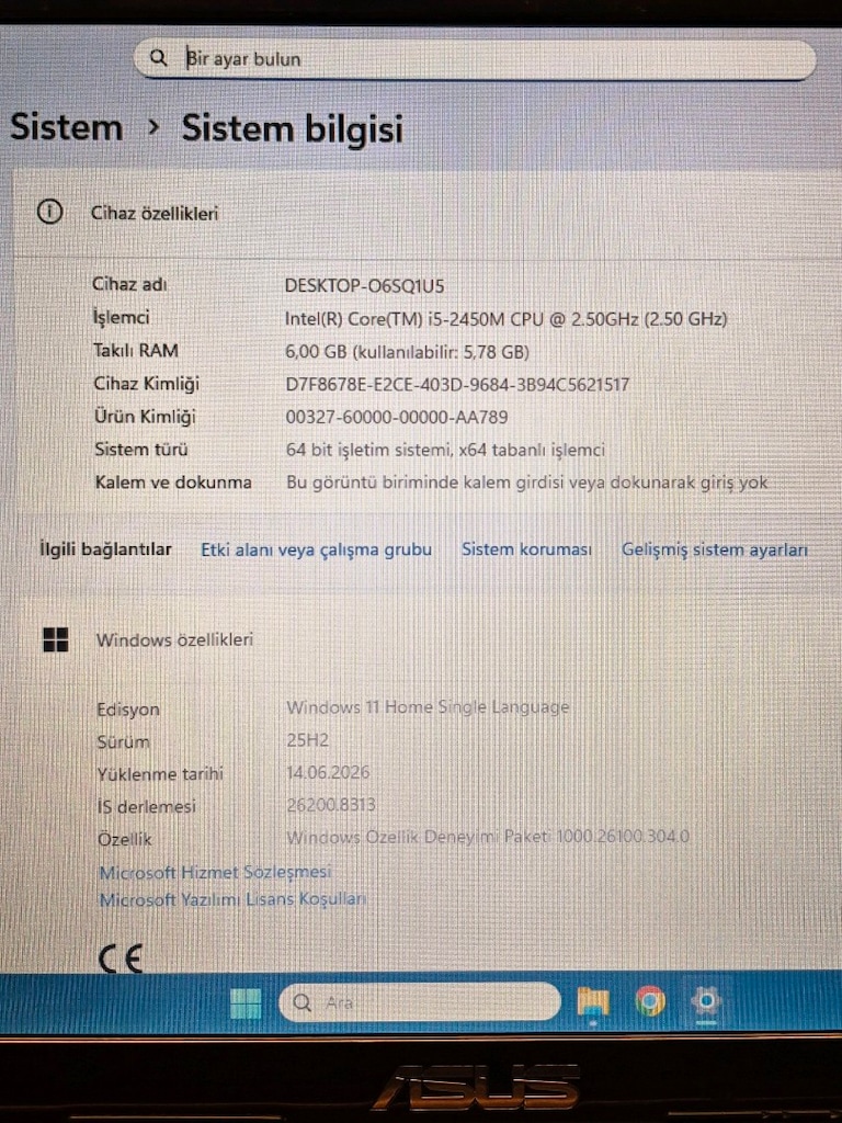 Laptop ASUS i5 İşlemci Çift Ekran Kartı 6GB Ram SSD Pili Yeni - 5