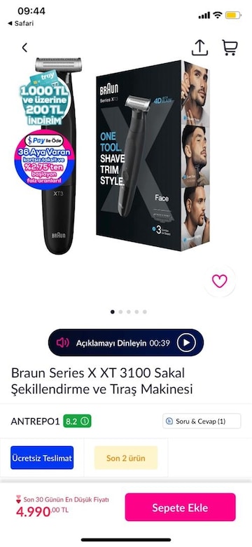 KAPALI KUTU•BRAUN SERİES X XT 3100•SAKAL ŞEKİLLENDiRME VE TIRAŞ MAKİN. - 5