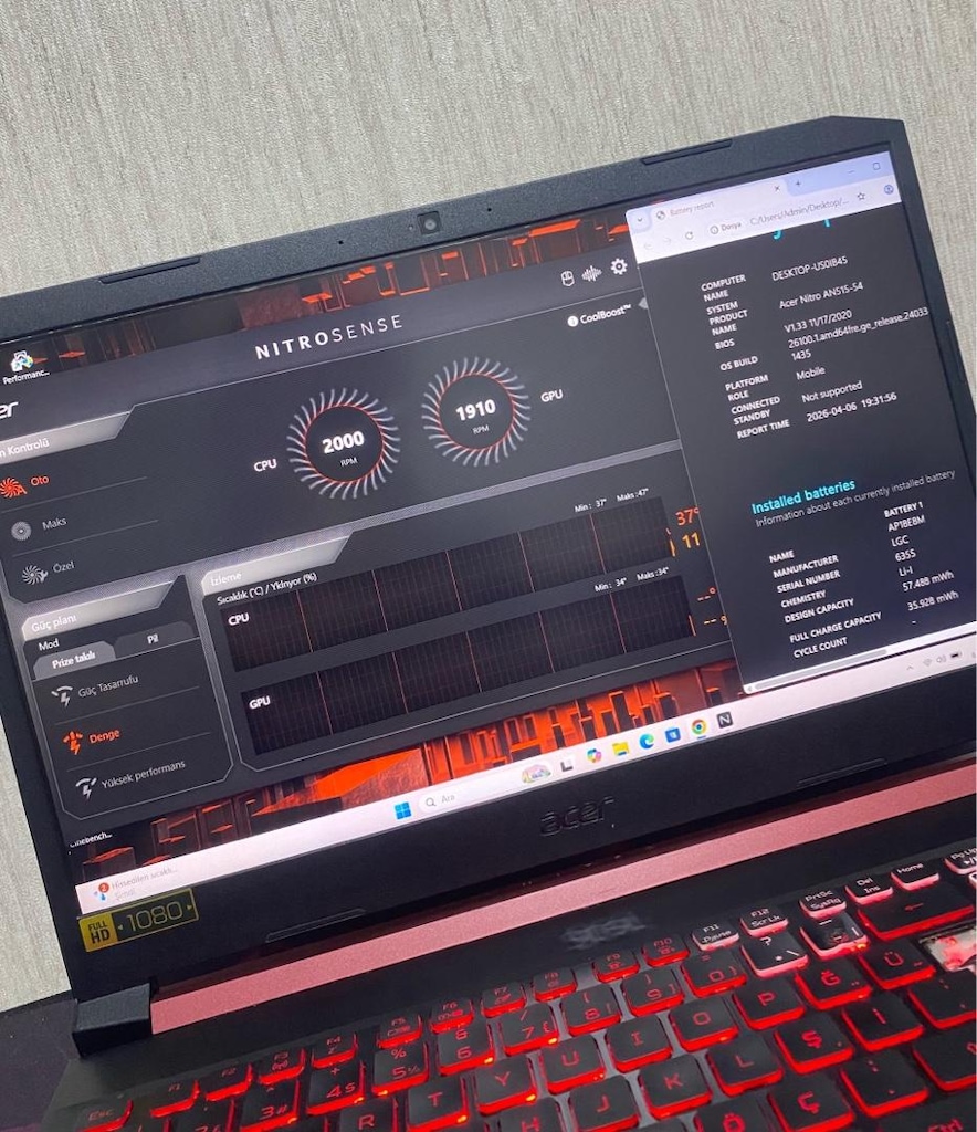 ACER NITRO GAMİNG-16GB DDR4-GTX 1050-i5 8300H-SSD+HDD-BATARYALI-LAPTOP - 4