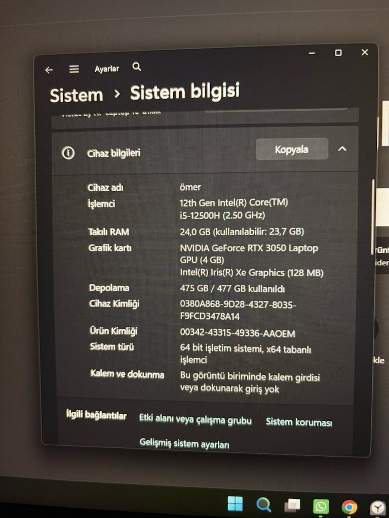 HP Victus 16-d10046nt | i5-12500H | RTX 3050 4GB | 24GB DDR5 RAM - 6