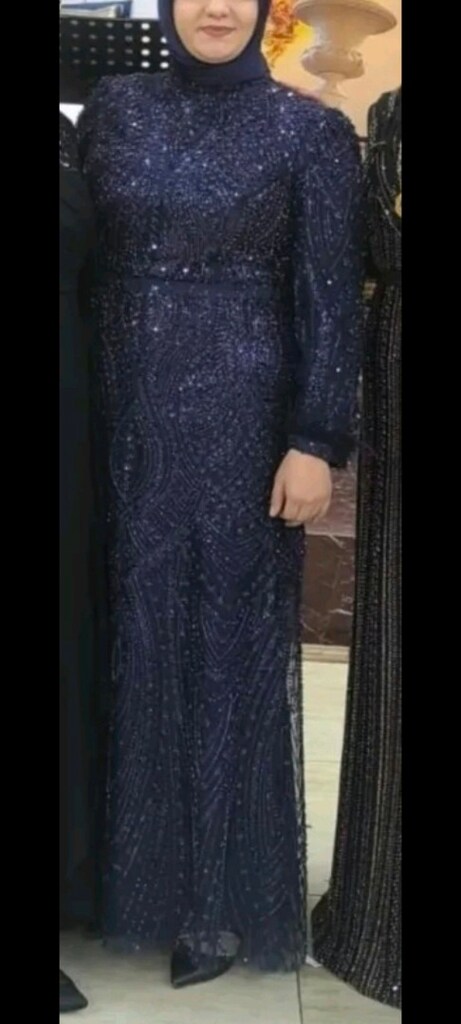 lacivert taşlı abiye - 2