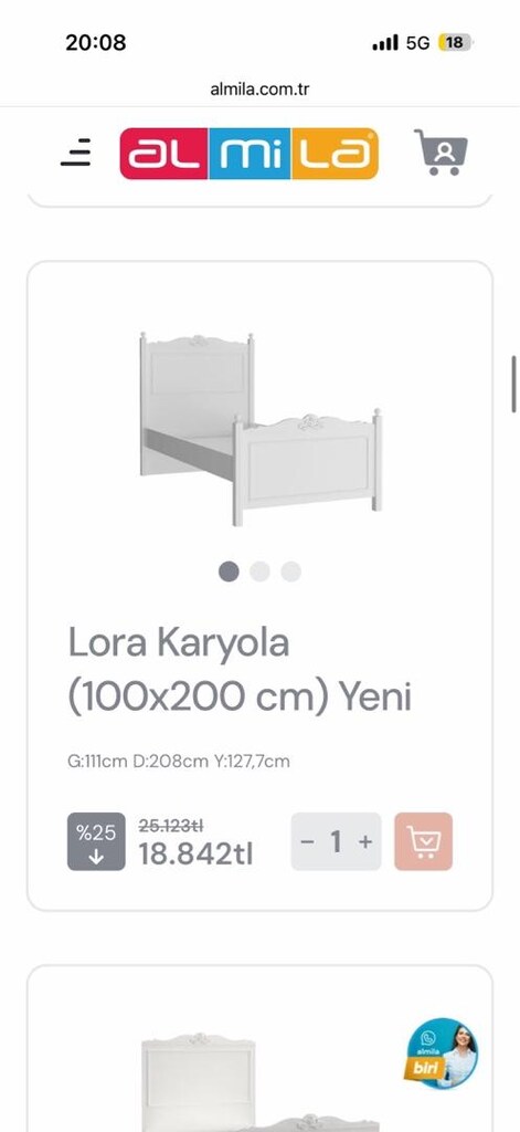 ALMİRA LORA MODELİ KARYOLA +KOMIDIN+ŞİFONYER+YATAK GENÇ ODASI - 12