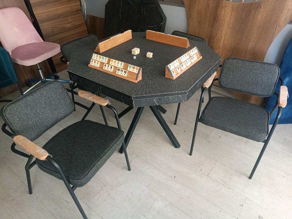 Çekmeceli tam sümen Okey masa sandalye takımı - 3