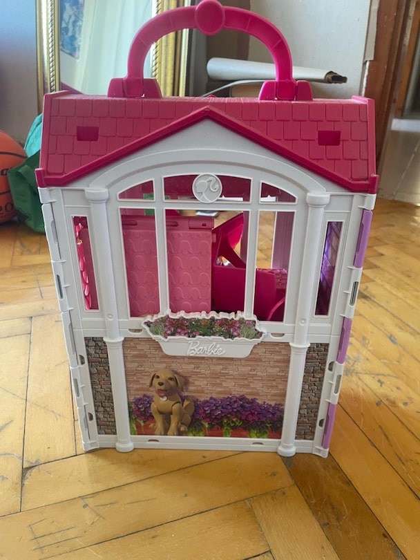 Barbie Evi Portatif Tüm eşyaları tam Oyuncak - 5