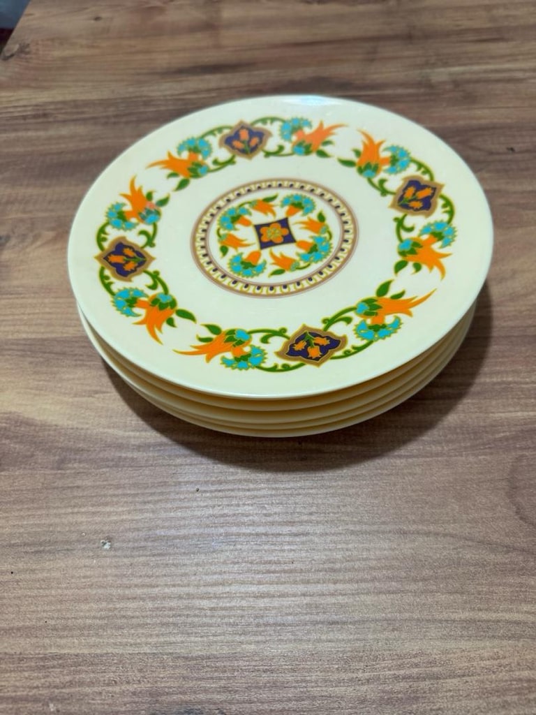 Vintage Noramin Norm Melamine 6’lı Desenli Pasta Tatlı Tabağı - 7