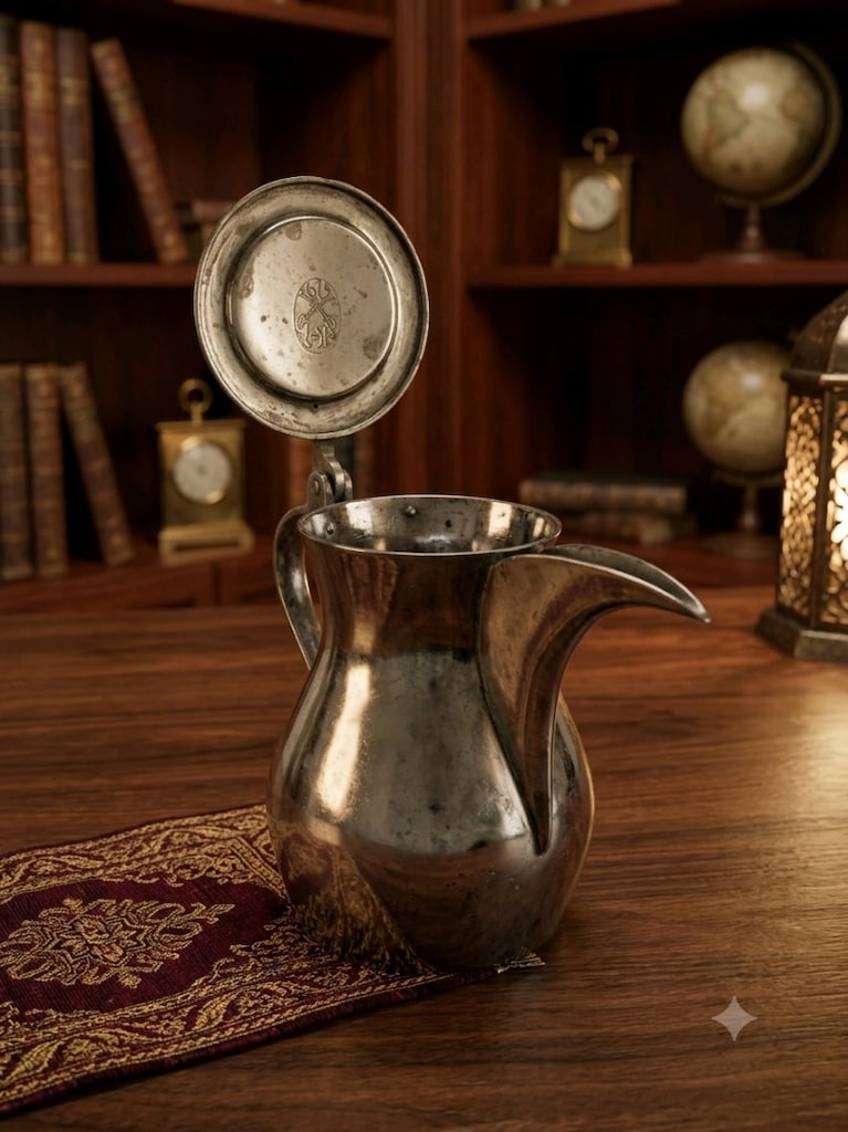 Orijinal Damgalı Vintage Wajed Al-Asli Arap Kahve Demliği (17 cm) - 2