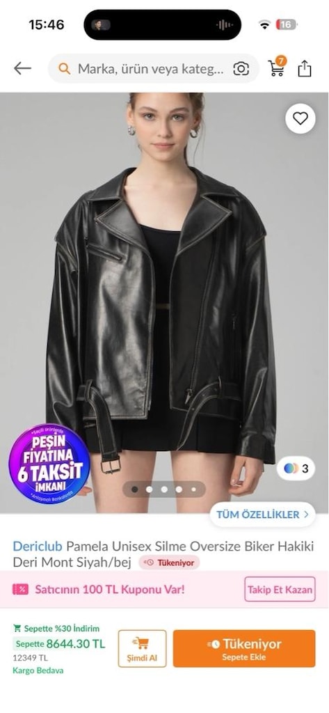 Deri oversize biker ceket