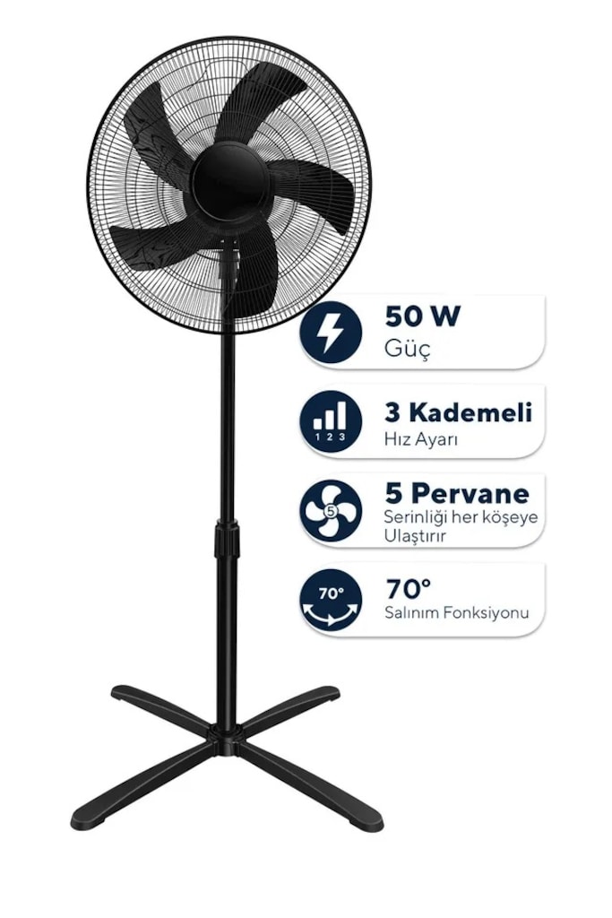 16 inç Ayaklı Vantilatör 5 pervaneli