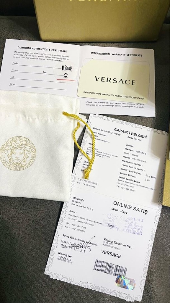 Kutulu Belgeli orjinal Versace bayan saat - 10