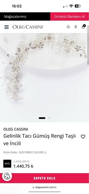 Oleg Cassini Gümüş Rengi Taşlı ve İncili