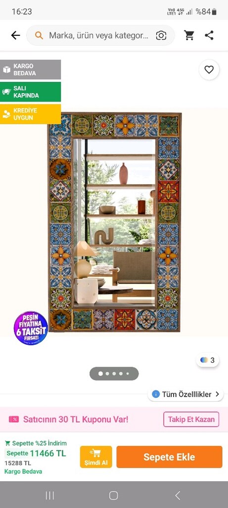 Mozaik Ahşap Desenli Ayna - 4