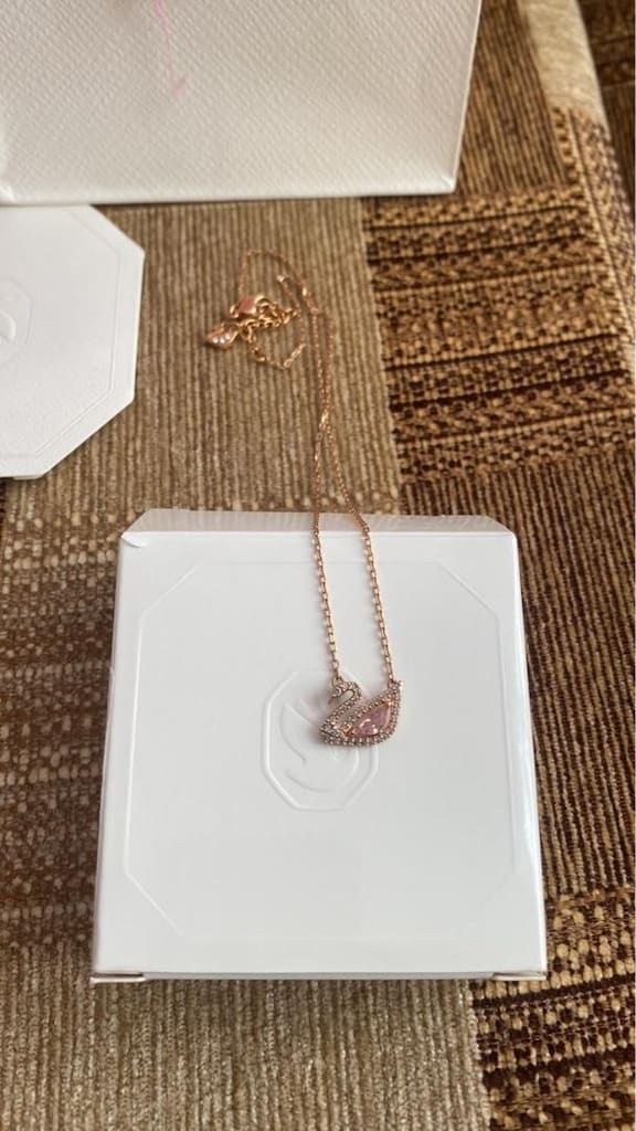 swarovski pembe kuğu kolye - 2