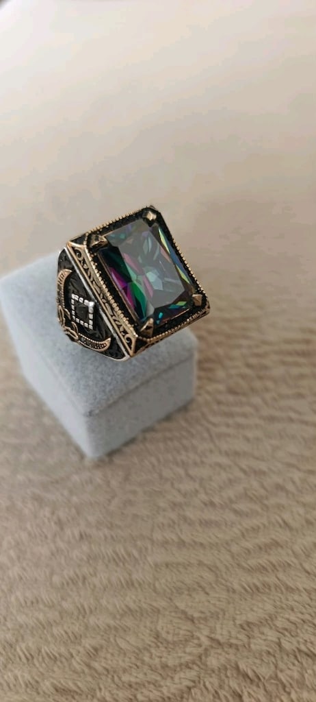 925 Ayar Gümüş Yüzük Mistik Topaz Taşlı - 8