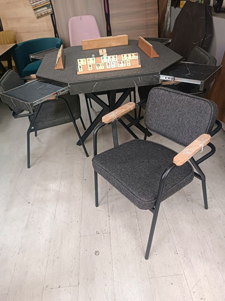 Çekmeceli tam sümen Okey masa sandalye takımı - 2
