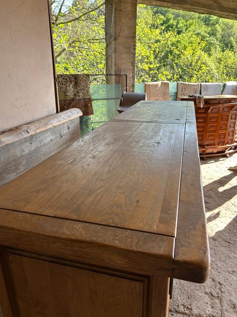 Fransız Masif Meşe Büfe 260cm Enfilade El Oyması - 9