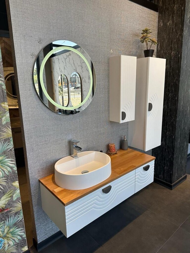 Omega 120 Kayın Çanak Tezgahlı Banyo Mobilya Seti (LAKE SIFIR İMALAT) - 4