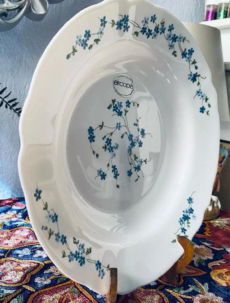 Antika Fransız Arcopal Veronica Opalin Büyük Servis Kasesi - SIFIR - 6