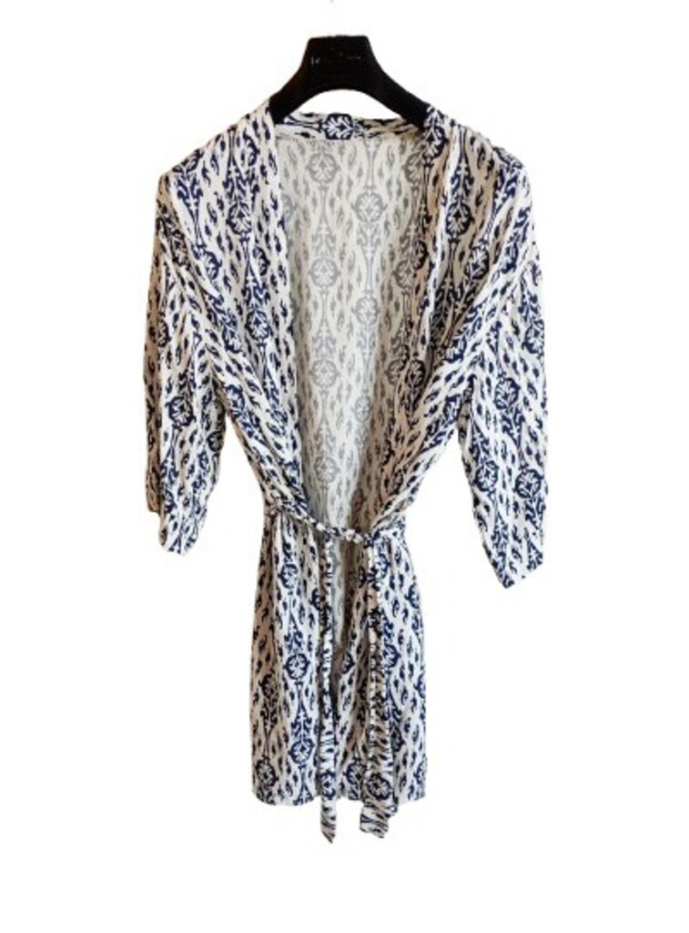Etnik Desenli Bağlamalı Yazlık Kimono - 8